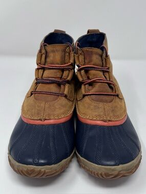Sorel Brown Leather Waterproof Boot with Navy Trim